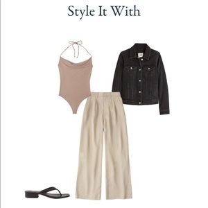 (🙅‍♀️SOLD 🙅‍♀️) A&F Tan cowl-neck halter top one piece.